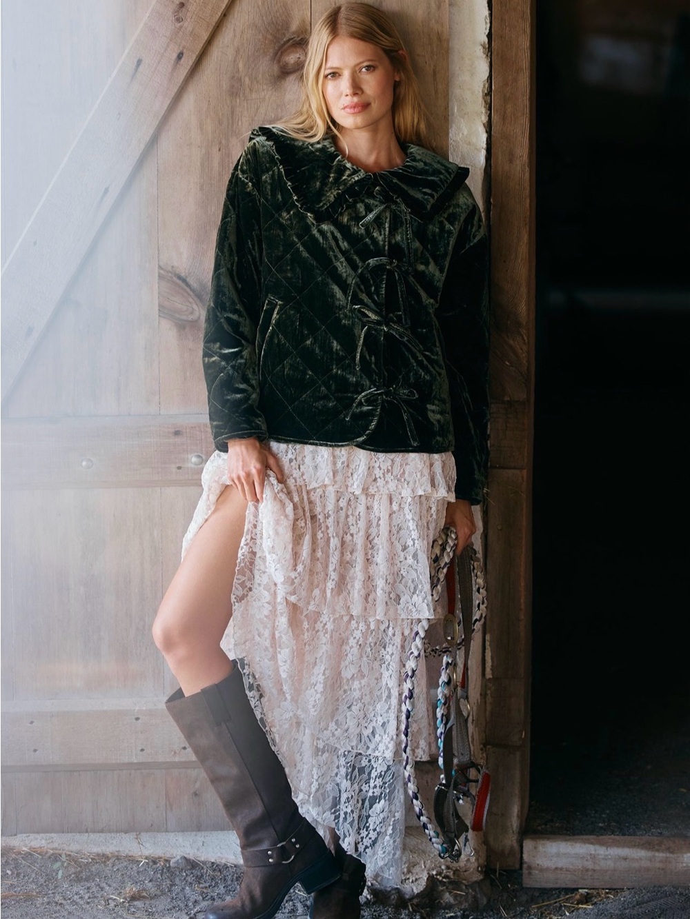 The Hazel Velvet Quilted Jacket by Maeve
